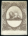 Stamp of Persia » 1868-1879 Nasr ed-Din Shah Lion Issues » 1865 Essays 1865 Reister unadopted essay in black on white, bluish,