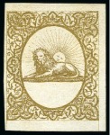 Stamp of Persia » 1868-1879 Nasr ed-Din Shah Lion Issues » 1865 Essays 1865 Reister unadopted essay in gold on bluish and