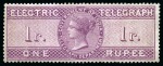Stamp of India India Electric Telegraph 1860 1R reddish purple mint og