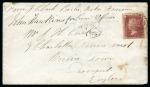 Stamp of Ascension » Great Britain Used in Ascension 1867 (Dec 2) Envelope sent from Ascension by military concession rate with GB 1864-79 1d red pl.97