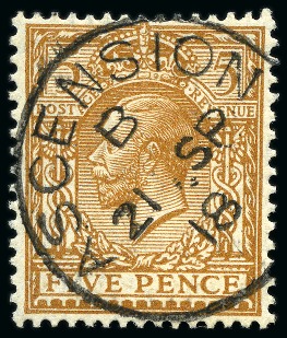 Stamp of Ascension » Great Britain Used in Ascension 1912-22 GB 5d brown with crisp and central Ascension cds
