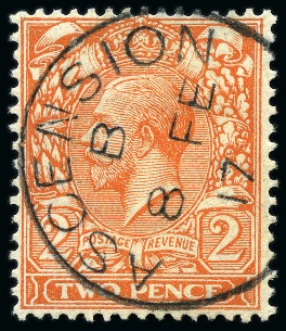 Stamp of Ascension » Great Britain Used in Ascension 1912-22 GB 1d scarlet and 1 1/2d red-brown tied to small piece by crisp Ascension "A" type Z2 cds