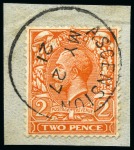 Stamp of Ascension » Great Britain Used in Ascension 1912-22 GB 1/2d green and 1d scarlet tied to small piece and 2d orange die I tied to small piece