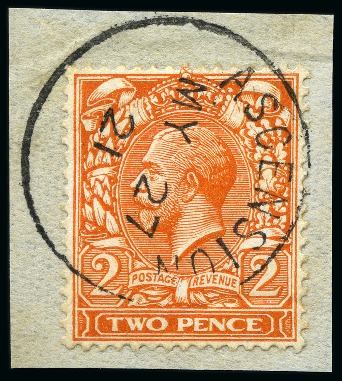 Stamp of Ascension » Great Britain Used in Ascension 1912-22 GB 1/2d green and 1d scarlet tied to small piece and 2d orange die I tied to small piece
