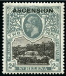 Stamp of Ascension » King George V 1922 2d Black & Grey mint nh showing variety "line through P of POSTAGE"