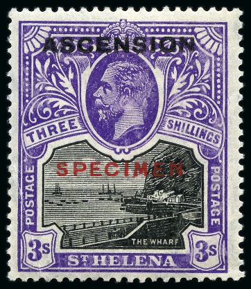 Stamp of Ascension » King George V 1922 1/2d to 3s set of nine, all (except the 3d) from the lower left or lower right corners of the sheet with plate number