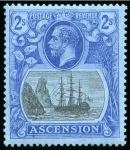 Stamp of Ascension » King George V 1924-33 2s Grey-Black & Blue on blue mint lh showing variety "torn flag"