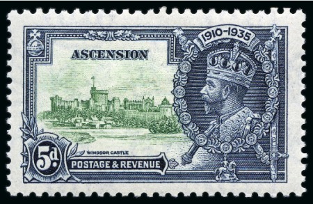 Stamp of Ascension » King George V 1935 Silver Jubilee 5d showing variety "value tablet re-entry", mint hr
