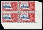 Stamp of Ascension » King George V 1935 Silver Jubilee 1 1/2d showing variety "kite and horizontal log" in mint nh lower right corner marginal block of four,