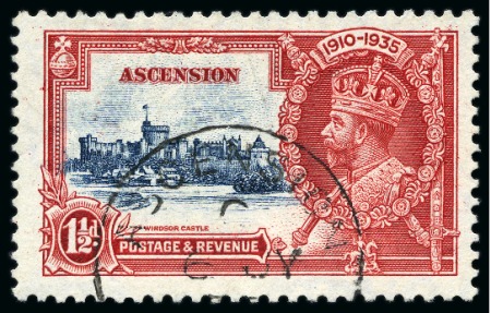 Stamp of Ascension » King George V 1935 Silver Jubilee 1 1/2d showing variety "kite and horizontal log" used