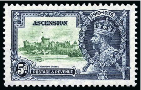 Stamp of Ascension » King George V 1935 Silver Jubilee 5d showing variety "kite and vertical log" mint nh
