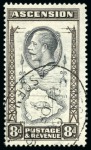 Stamp of Ascension » King George V 1934 8d Black & Sepia showing variety "teardrops flaw", used