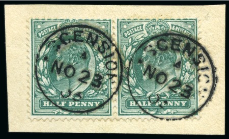 Stamp of Ascension » Great Britain Used in Ascension 1902-11 GB 1/2d green pair tied to piece by crisp Ascension cds