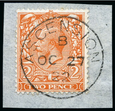 Stamp of Ascension » Great Britain Used in Ascension 1912-22 GB 2d orange DIE II tied to small piece by complete and crisp Ascension cds