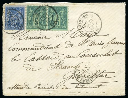 Stamp of France » Type Sage 1876-1900 GIBRALTAR, 1880: lettre avec affranchissement bicolore