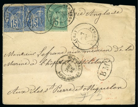 Stamp of France » Type Sage 1876-1900 SAINT-PIERRE-ET-MIQUELON, 1878 : lettre avec affranchissement bicolore