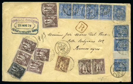 Stamp of France » Type Sage 1876-1900 ARGENTINE, 1879 : lettre recommandée en quadruple port