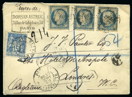 Stamp of France » Type Sage 1876-1900 ANGLETERRE, 1892 : Lettre recommandée de Paris à destination