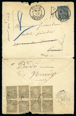 Stamp of France » Type Sage 1876-1900 NORVEGE, 1892 : Lettre adressée au peintre Johannes Grimelund