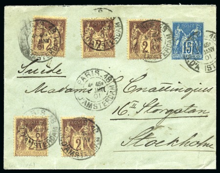 Stamp of France » Type Sage 1876-1900 SUEDE, 1901 : Lettre entier postal Type Sage 15c bleu