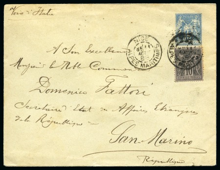 Stamp of France » Type Sage 1876-1900 SAINT MARIN, 1888 : Lettre entier postal Type Sage