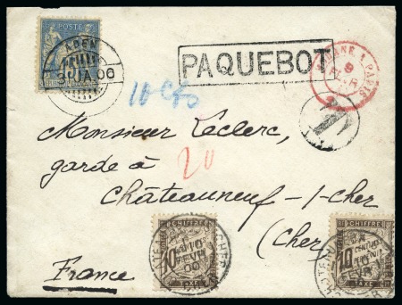 Stamp of France » Type Sage 1876-1900 1906, Enveloppe d'Aden pour Châteauneuf-sur-Cher,