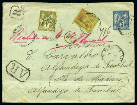 Stamp of France » Type Sage 1876-1900 MADERE, 1898 : Enveloppe recommandée entier postal