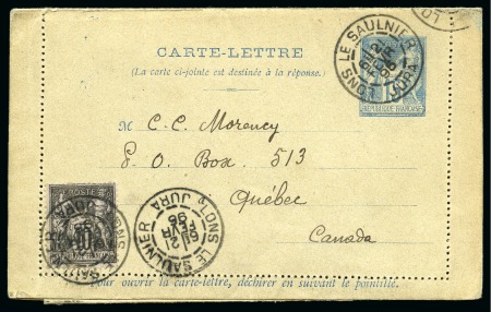 Stamp of France » Type Sage 1876-1900 CANADA, 1895 : Entier postal carte-lettre Type Sage 15c bleu