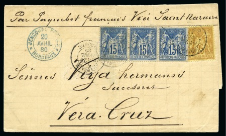 Stamp of France » Type Sage 1876-1900 MEXIQUE, 1880 : Lettre de Bordeaux pour Vera Cruz