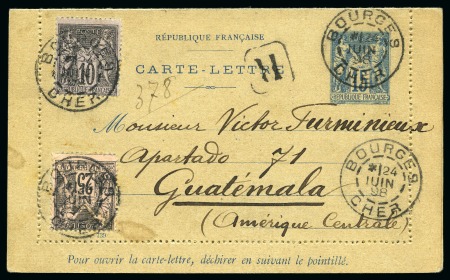 Stamp of France » Type Sage 1876-1900 GUATEMALA, 1898 : Entier postal recommandé carte-lettre
