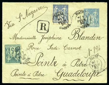 Stamp of France » Type Sage 1876-1900 GUADELOUPE, 1896 : Enveloppe recommandée entier postal