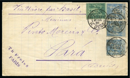 Stamp of France » Type Sage 1876-1900 BRÉSIL, 1886: Lettre affranchissement double port pour Parà