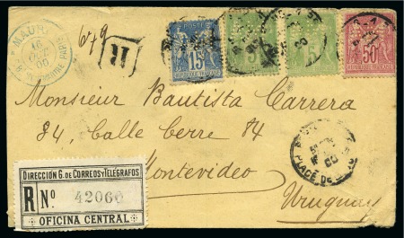Stamp of France » Type Sage 1876-1900 URUGUAY, 1900 : enveloppe expédiée par l'entreprise philatélique 
