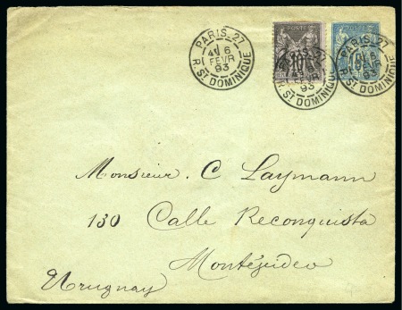 Stamp of France » Type Sage 1876-1900 URUGUAY, 1893 : Enveloppe entier postal Type Sage 15c bleu