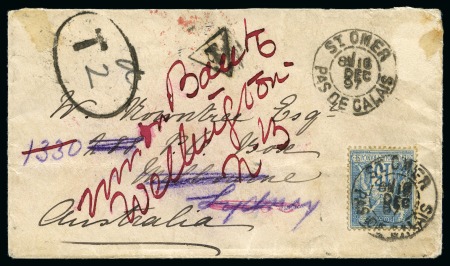 Stamp of France » Type Sage 1876-1900 AUSTRALIE, 1897 : Lettre envoyée de Saint Omer (Pas de Calais) pour Melbourne