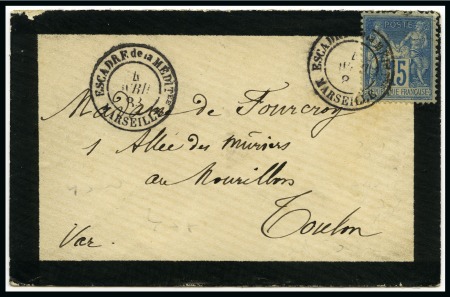 Stamp of France » Type Sage 1876-1900 1883, Enveloppe de deuil pour Toulon affranchissement Type Sage