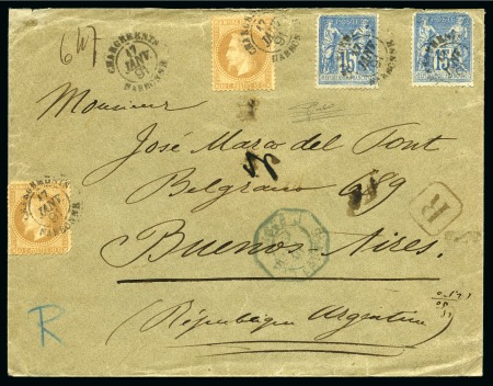 Stamp of France » Type Sage 1876-1900 ARGENTINE, 1891: Lettre recommandée pour Buenos Aires avec