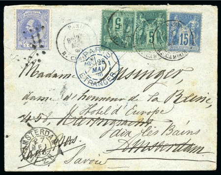 Stamp of France » Type Sage 1876-1900 1886, Lettre postée de Paris pour Amsterdam (Pays-Bas)