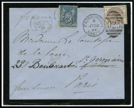 Stamp of France » Type Sage 1876-1900 1884, Lettre postée de Farnborough (Royaume-Uni) pour Paris