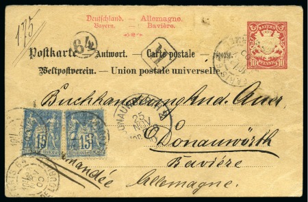 Stamp of France » Type Sage 1876-1900 1900, Carte postale réponse bavaroise envoyée en régime 