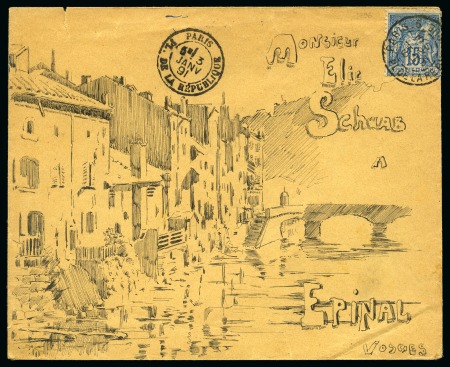 Stamp of France » Type Sage 1876-1900 1891, Magnifique lettre décorée d'un dessin de l'illustrateur français