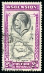 Stamp of Ascension » King George V 1934 2s6d Black & Bright Purple showing variety "teardrops flaw", used