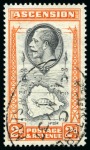 Stamp of Ascension » King George V 1934 2d Black & Orange showing variety "teardrops flaw", used