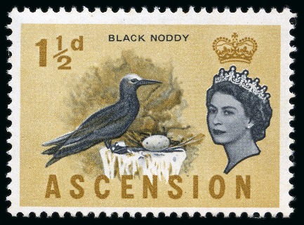 Stamp of Ascension » King George VI 1963 Birds 1 1/2d showing variety cobalt omitted, mint nh