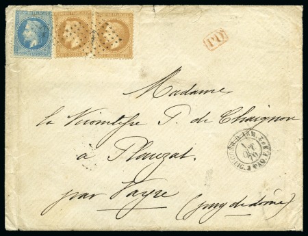 Stamp of Uruguay » Postal History 1870 (Sept 29). Letter with heading of the'Commandant en Chef' of the Pacific Fleet of the French Navy, from the "La Flore" frigate, 