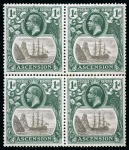Stamp of Ascension » King George V 1924-33 1/2d and 1d mint showing variety "broken mainmast"
