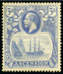 Stamp of Ascension » King George V 1924-33 Group of four stamps showing variety "cleft rock"