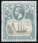 Stamp of Ascension » King George V 1924-33 2d Grey-Black & Grey showing variety "repair to torn flag", mint