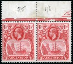 Stamp of Ascension » King George V 1924-33 1 1/2d Rose-Red mint nh showing variety "line through C of ASCENSION"