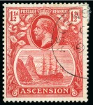 Stamp of Ascension » King George V 1924-33 1 1/2d Rose-Red showing variety "line through C of ASCENSION" used